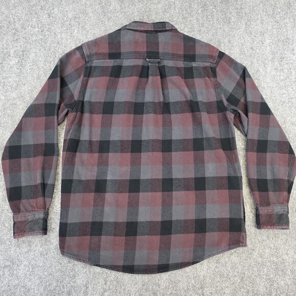 Orvis Shirt Mens Medium Red Gray Plaid Flannel Double Pocket Button Up Shacket - Picture 3 of 16